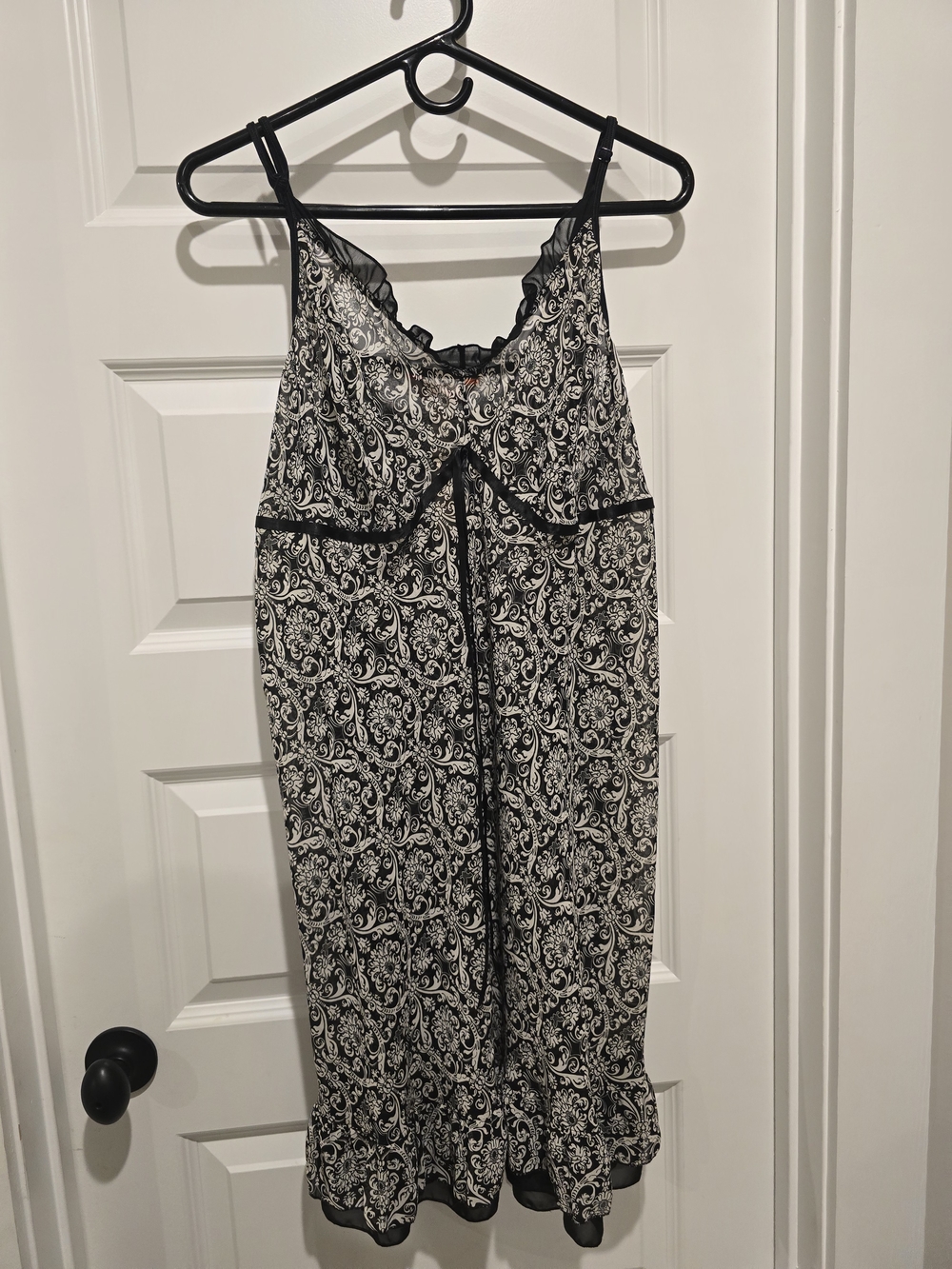 Cacique Black & White Paisley Satin Slip